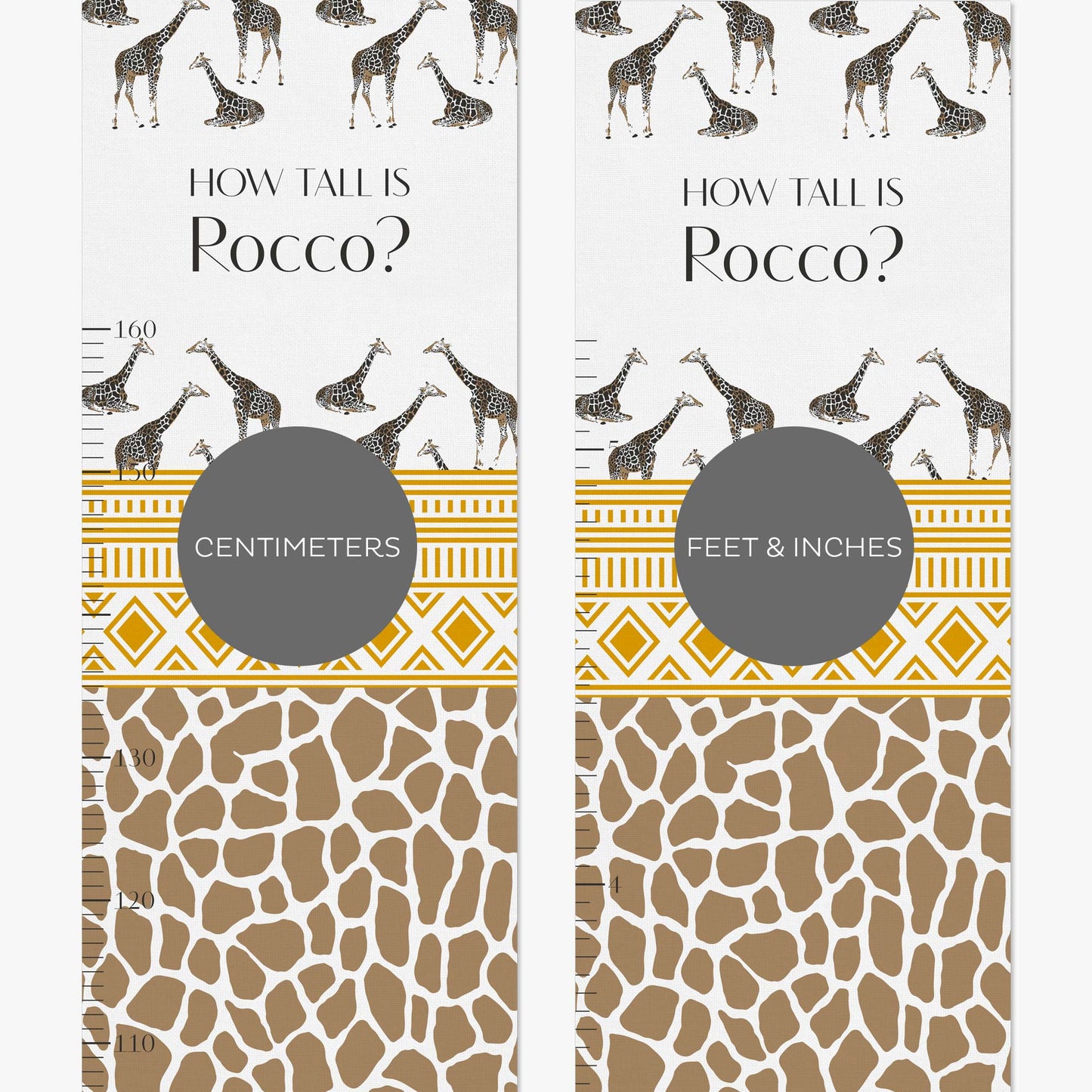 TRIBAL GIRAFFE PERSONALISED HEIGHT CHART