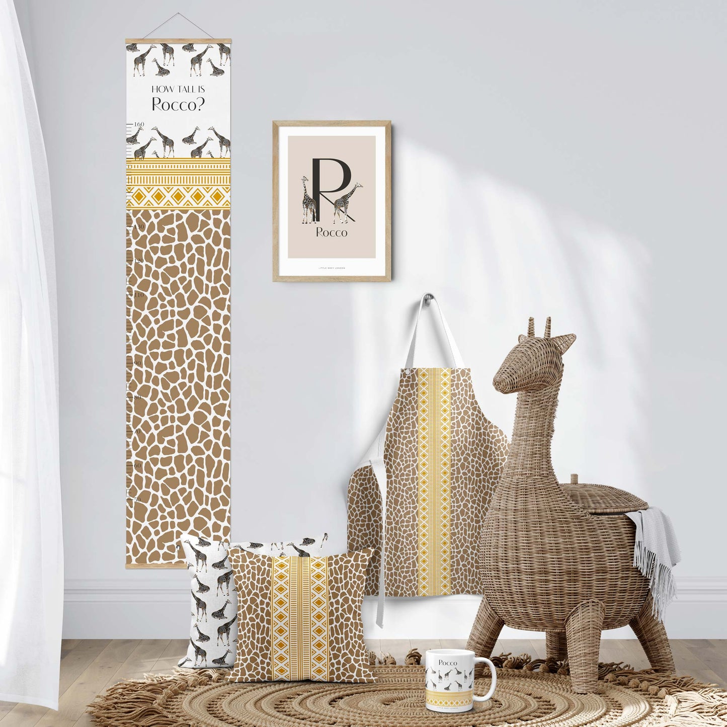 TRIBAL GIRAFFE PERSONALISED HEIGHT CHART