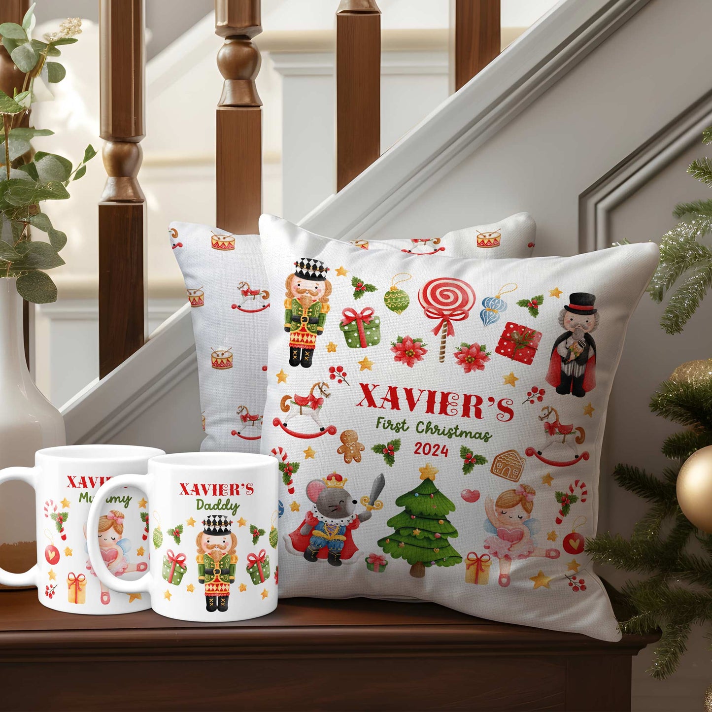 CHRISTMAS BABY NUTCRACKER PERSONALISED SCATTER CUSHION