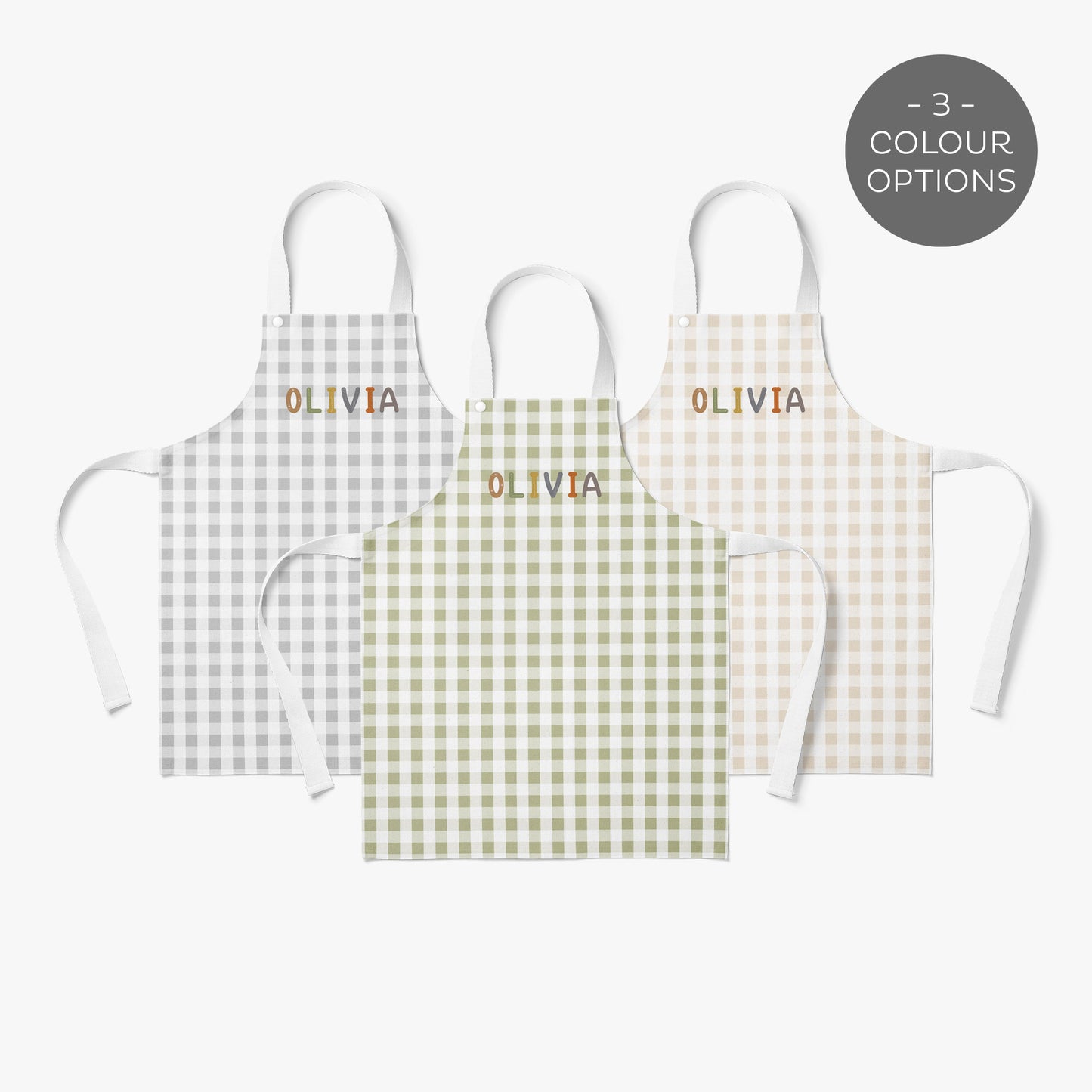 BABY SAFARI GINGHAM PERSONALISED KIDS' APRON