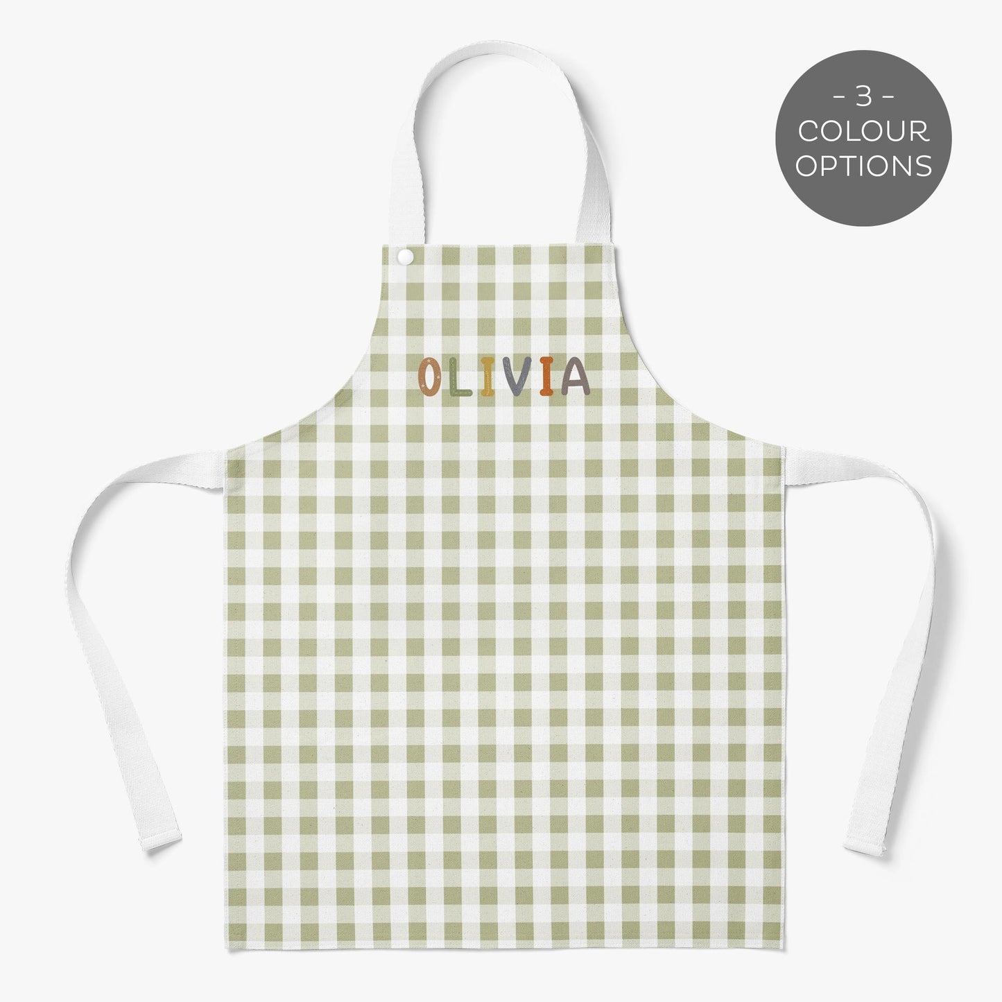 BABY SAFARI GINGHAM PERSONALISED KIDS' APRON