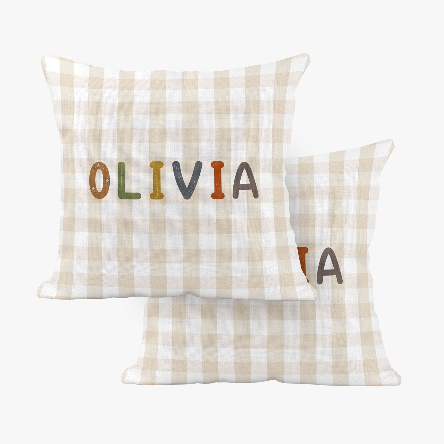 BABY SAFARI GINGHAM PERSONALISED SCATTER CUSHION