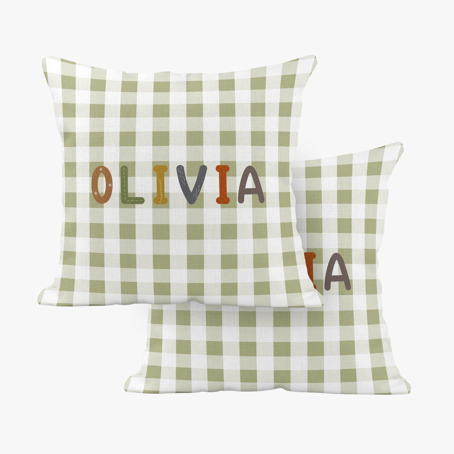 BABY SAFARI GINGHAM PERSONALISED SCATTER CUSHION
