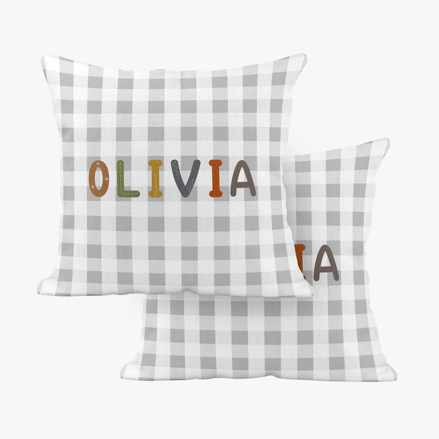 BABY SAFARI GINGHAM PERSONALISED SCATTER CUSHION