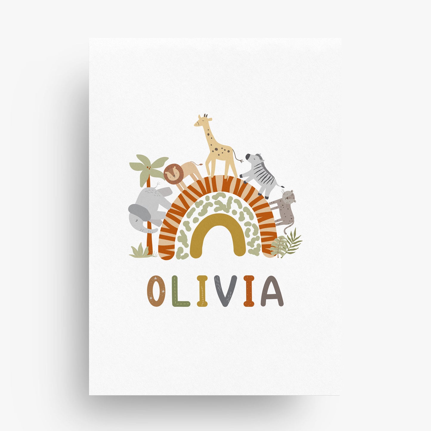 BABY SAFARI SET OF THREE PERSONALISED ART PRINTS