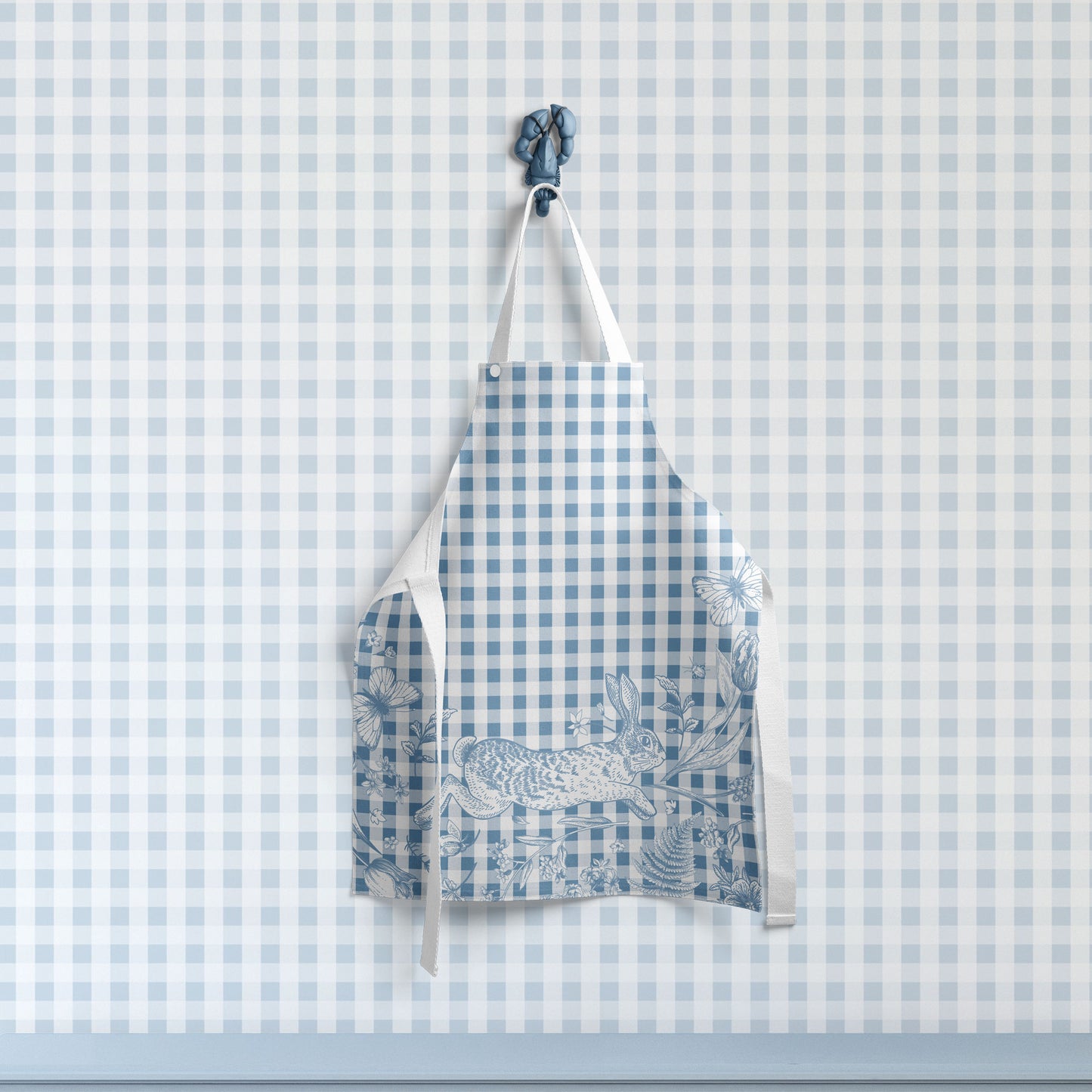BUNNIES & BUTTERFLIES GINGHAM KIDS' APRON