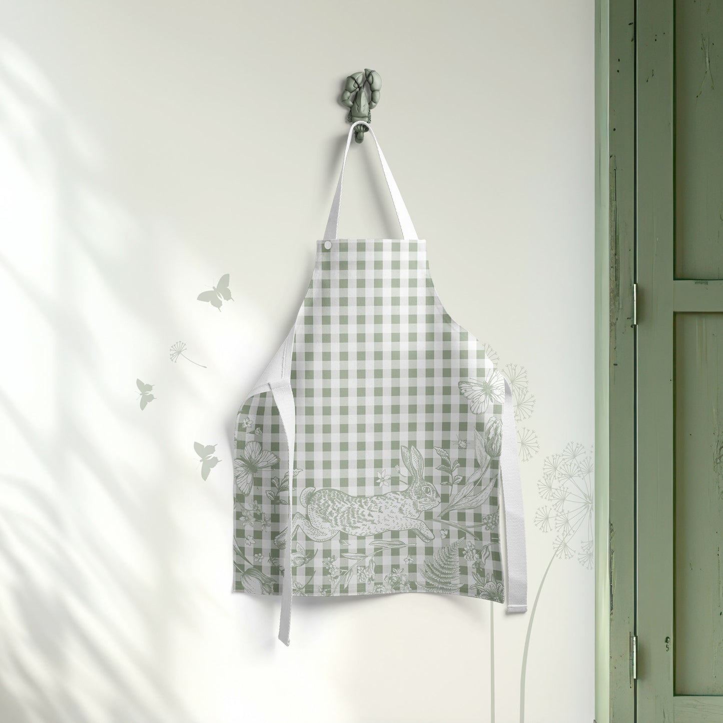 BUNNIES & BUTTERFLIES GINGHAM KIDS' APRON