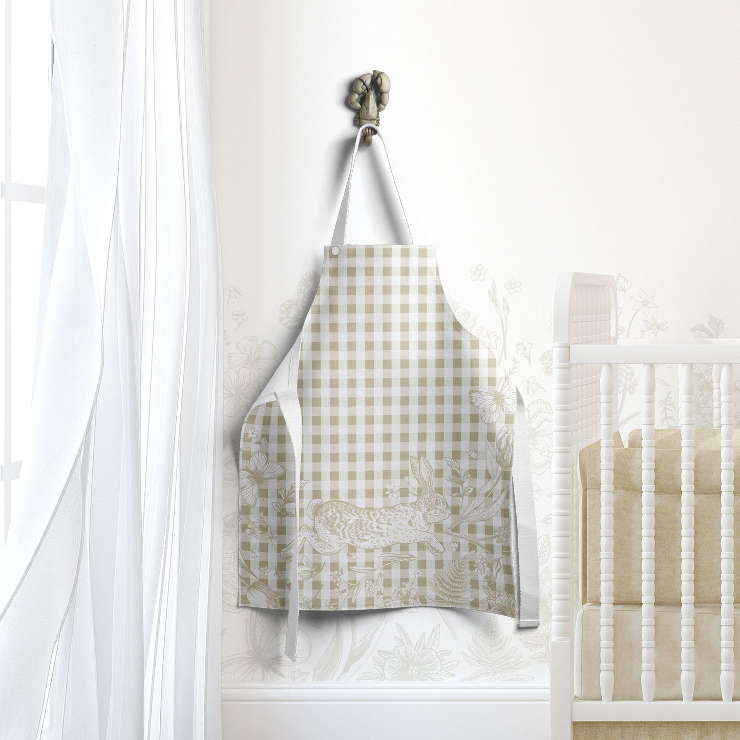 BUNNIES & BUTTERFLIES GINGHAM KIDS' APRON
