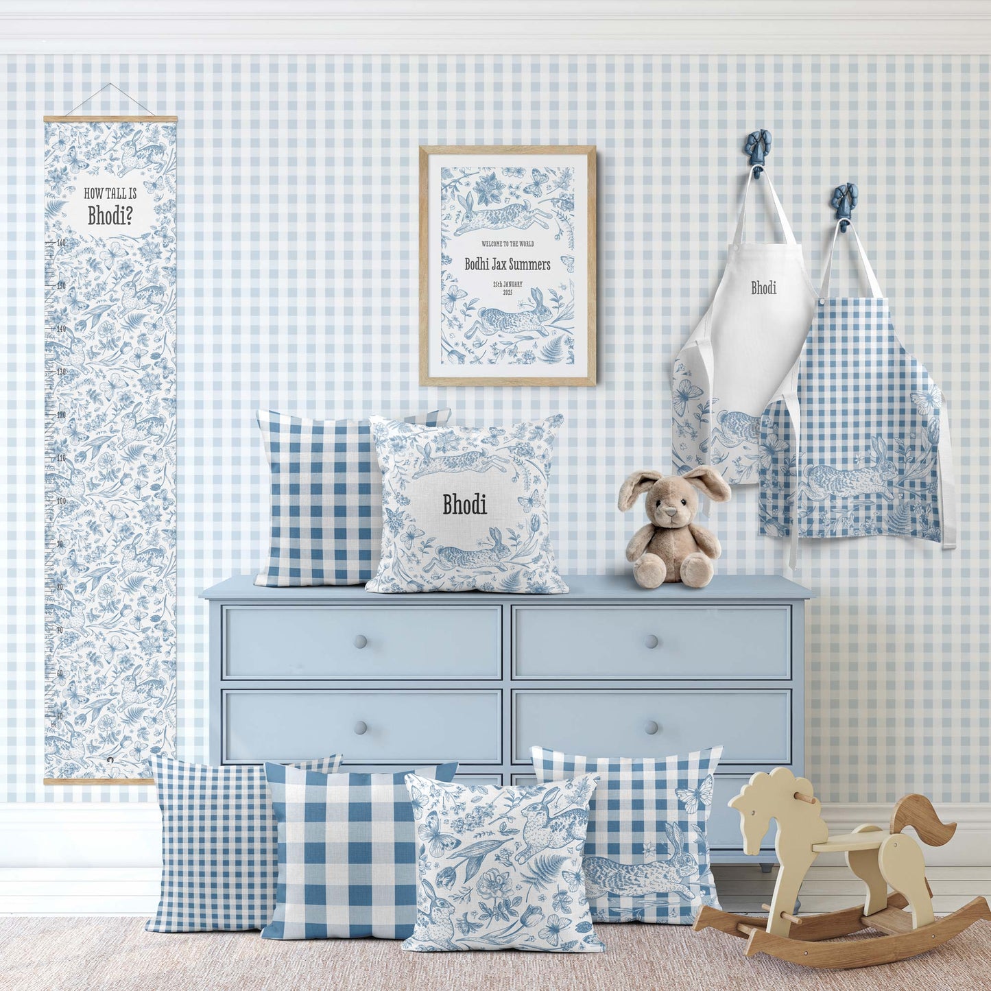 BUNNIES & BUTTERFLIES PERSONALISED HEIGHT CHART