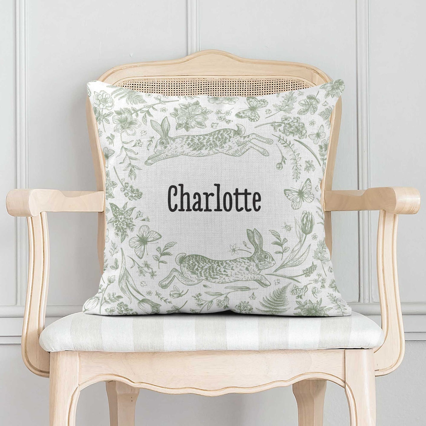 BUNNIES & BUTTERFLIES PERSONALISED SCATTER CUSHION
