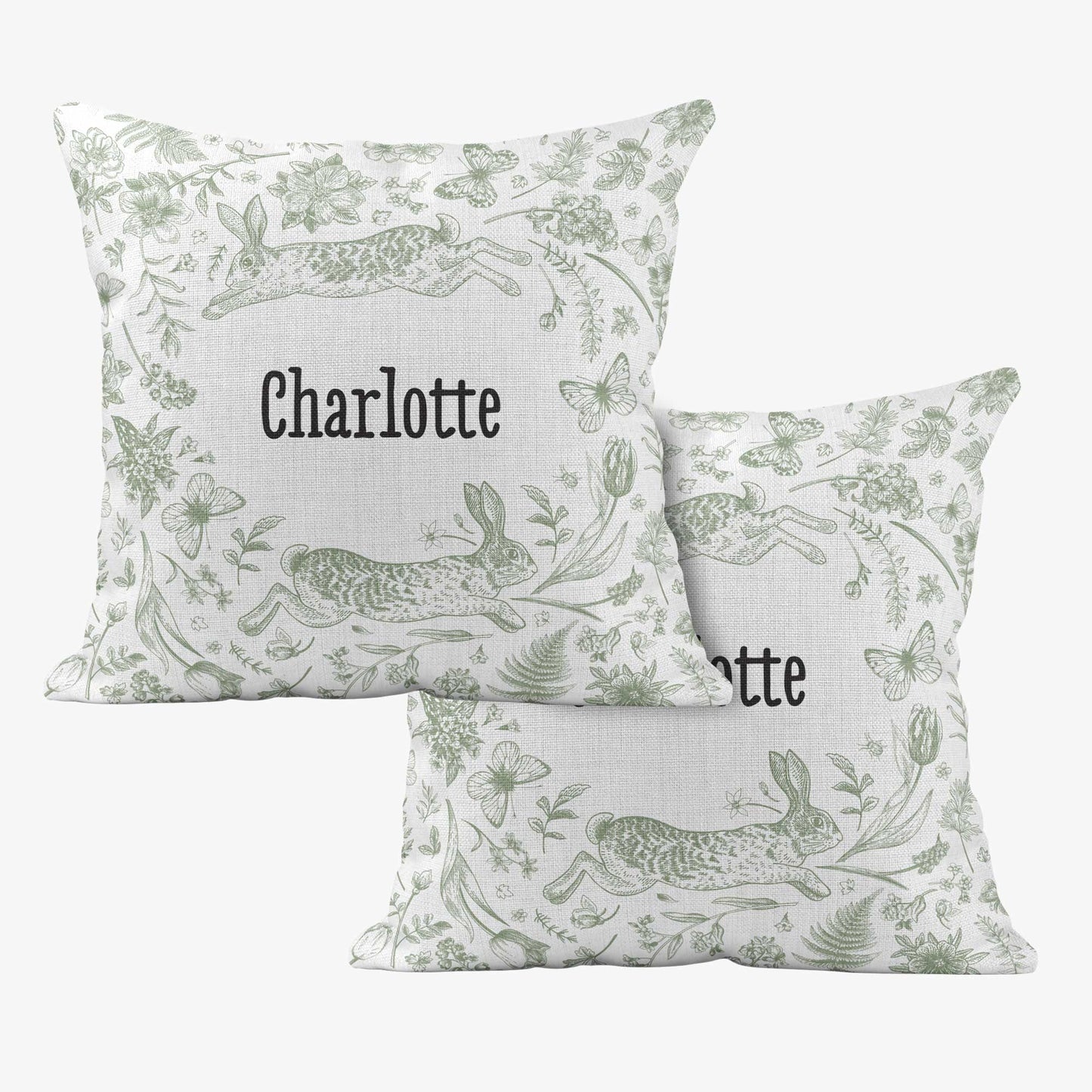 BUNNIES & BUTTERFLIES PERSONALISED SCATTER CUSHION