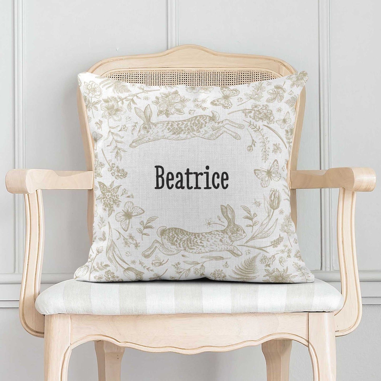 BUNNIES & BUTTERFLIES PERSONALISED SCATTER CUSHION