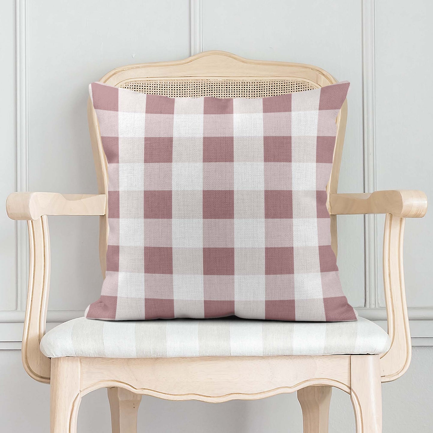 BUNNIES & BUTTERFLIES LARGE CHECK GINGHAM SCATTER CUSHION