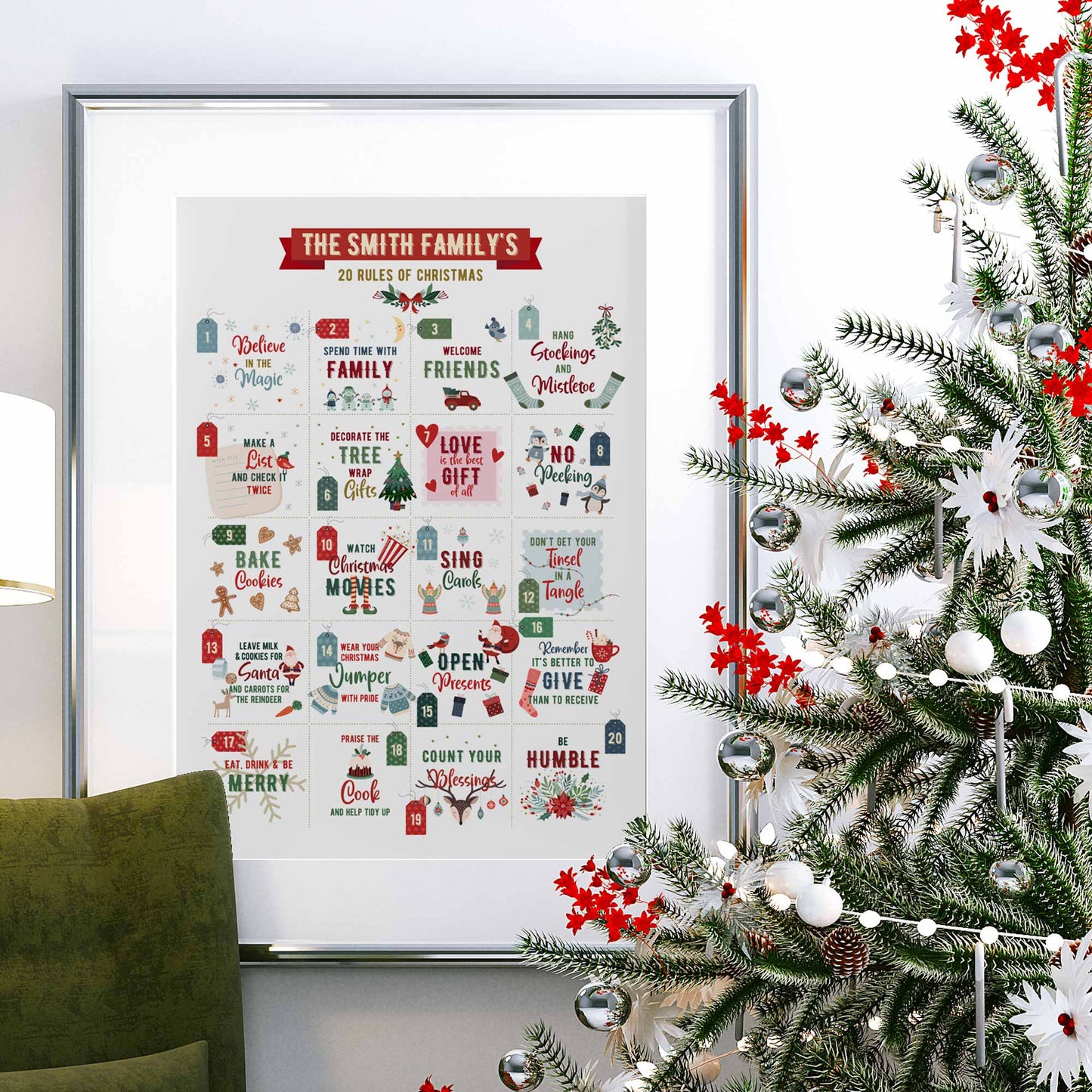 CHRISTMAS FUN RULES PERSONALISED ART PRINT