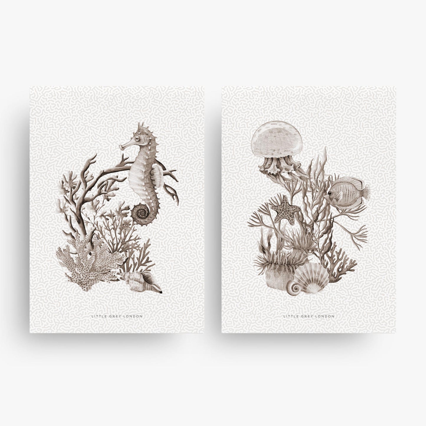 NEUTRAL CORAL SET OF 2 ART PRINTS