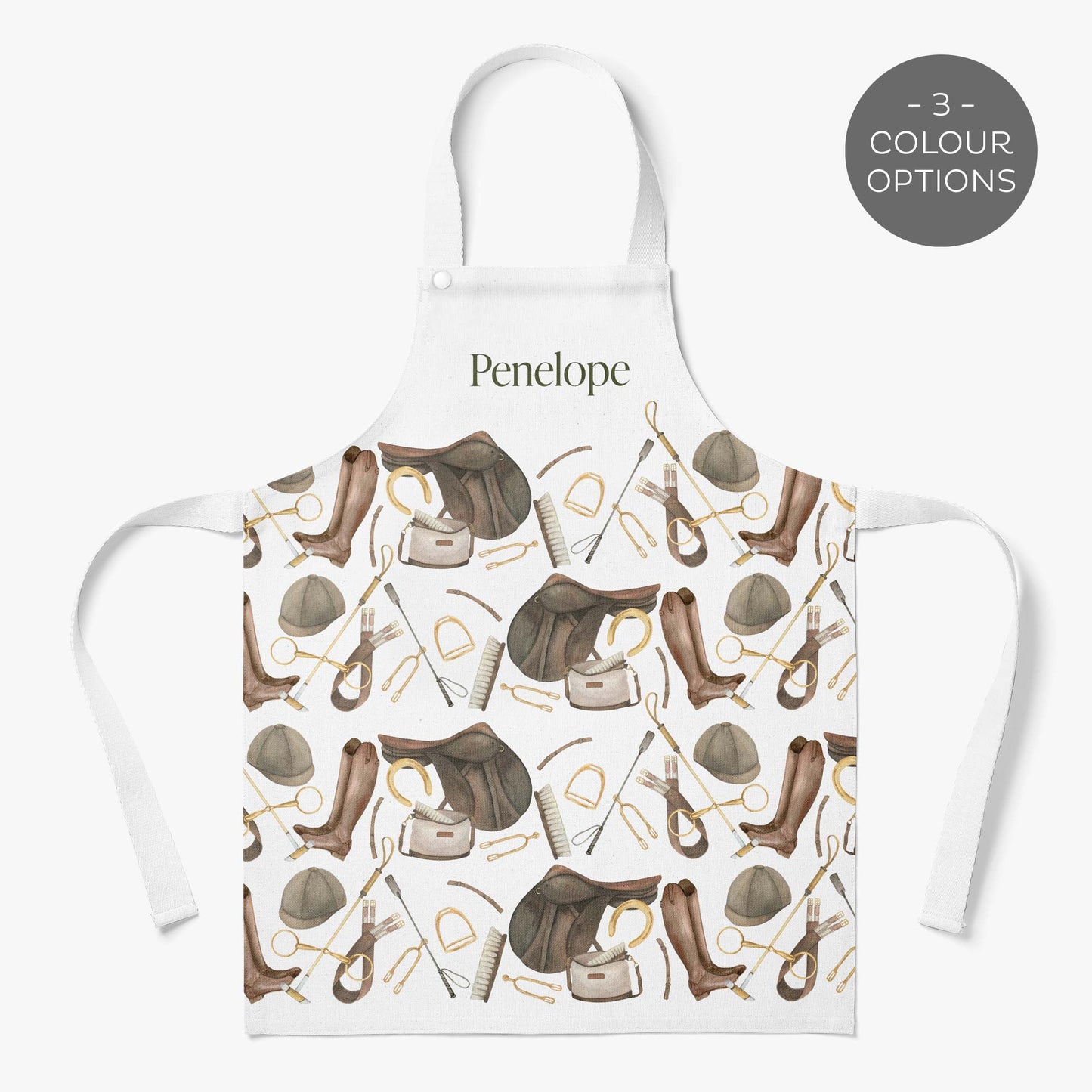 EQUESTRIAN PERSONALISED KIDS' APRON - WHITE