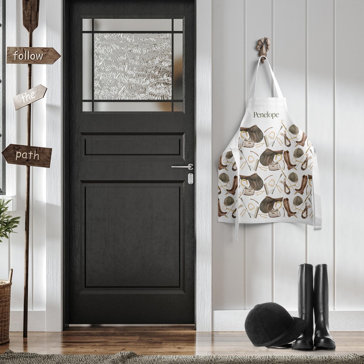 EQUESTRIAN PERSONALISED KIDS' APRON - WHITE