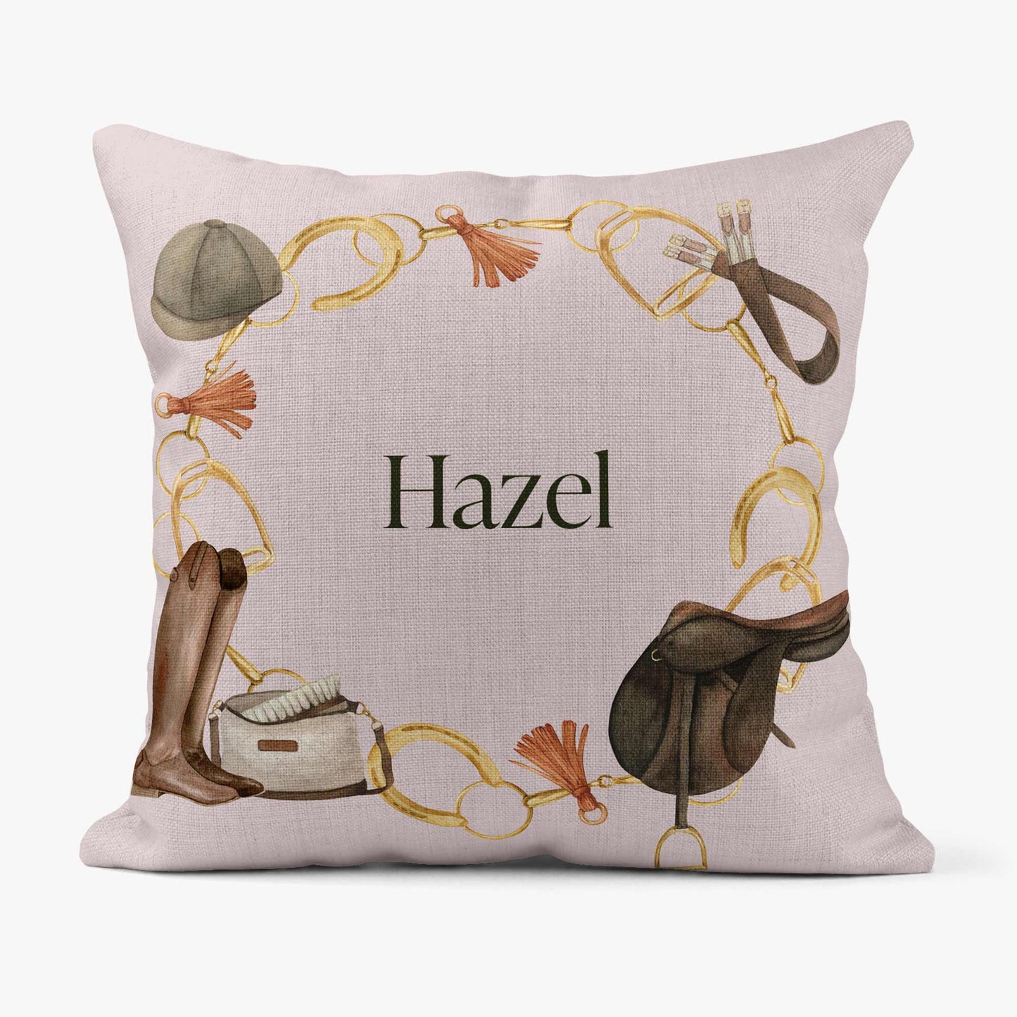 EQUESTRIAN PERSONALISED SCATTER CUSHION - WHITE