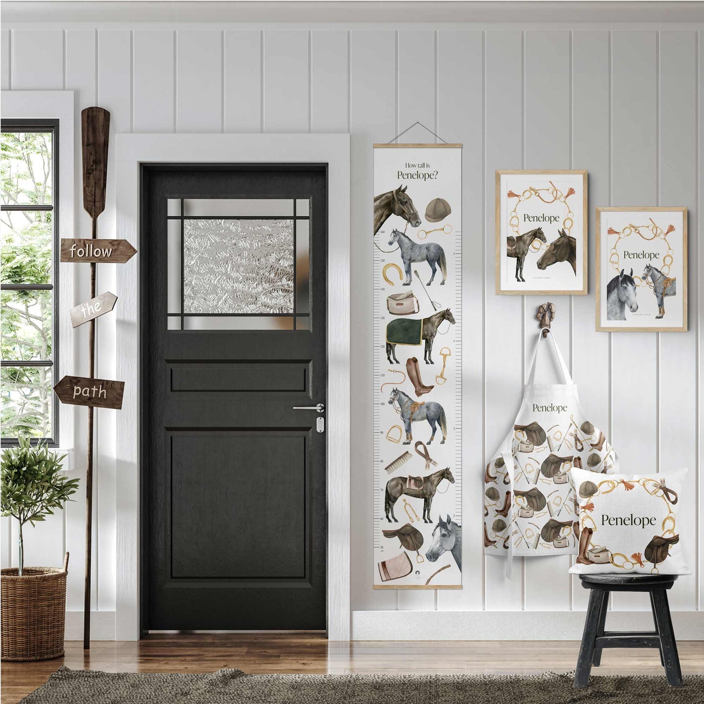 EQUESTRIAN GREY HORSE SCATTER CUSHION - WHITE