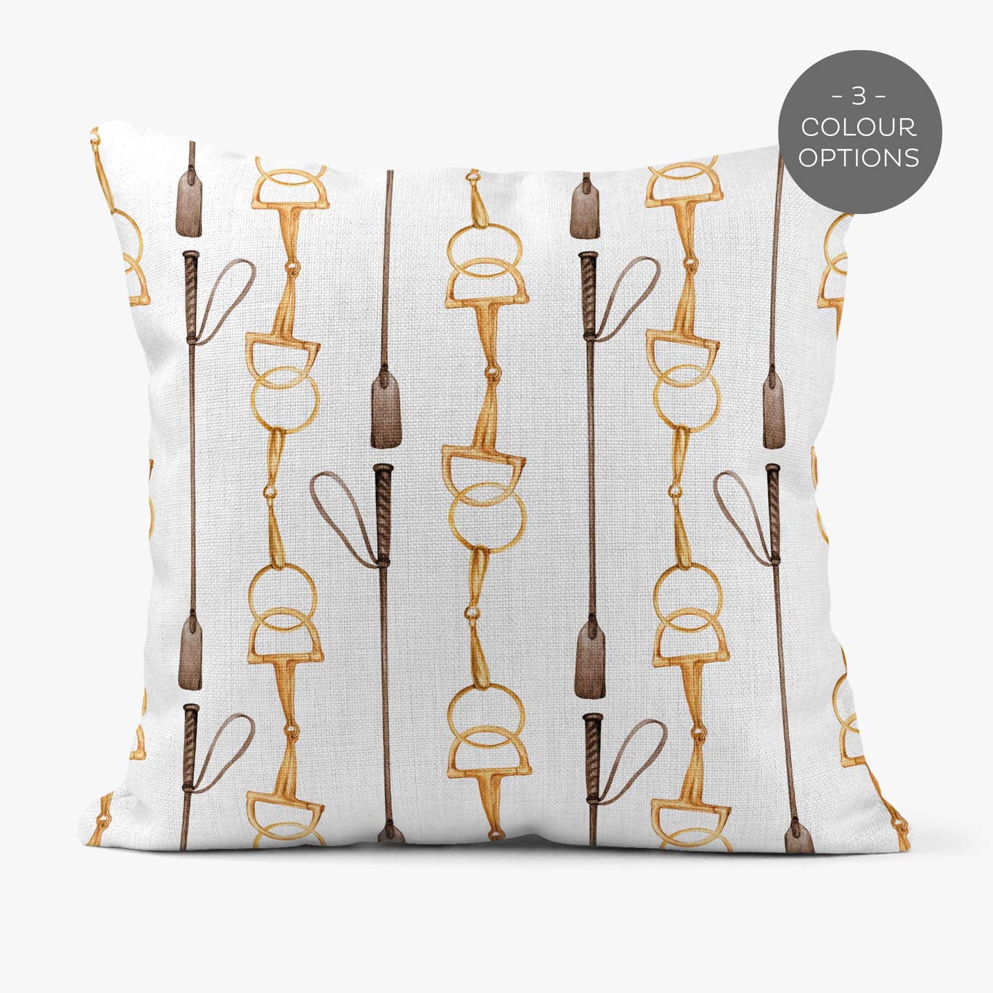 EQUESTRIAN TACK STRIPE SCATTER CUSHION - WHITE