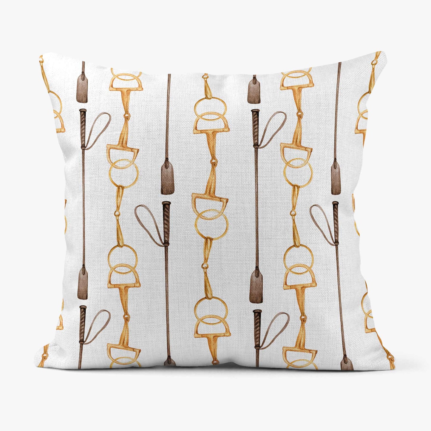 EQUESTRIAN TACK STRIPE SCATTER CUSHION - WHITE