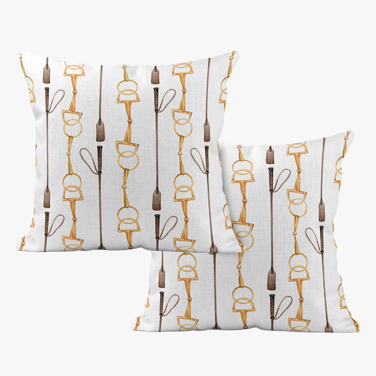 EQUESTRIAN TACK STRIPE SCATTER CUSHION - WHITE