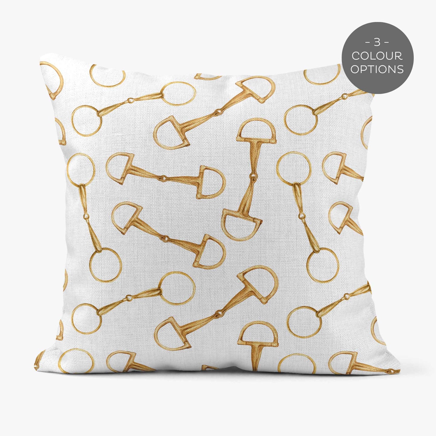 EQUESTRIAN TACK SCATTER CUSHION - WHITE