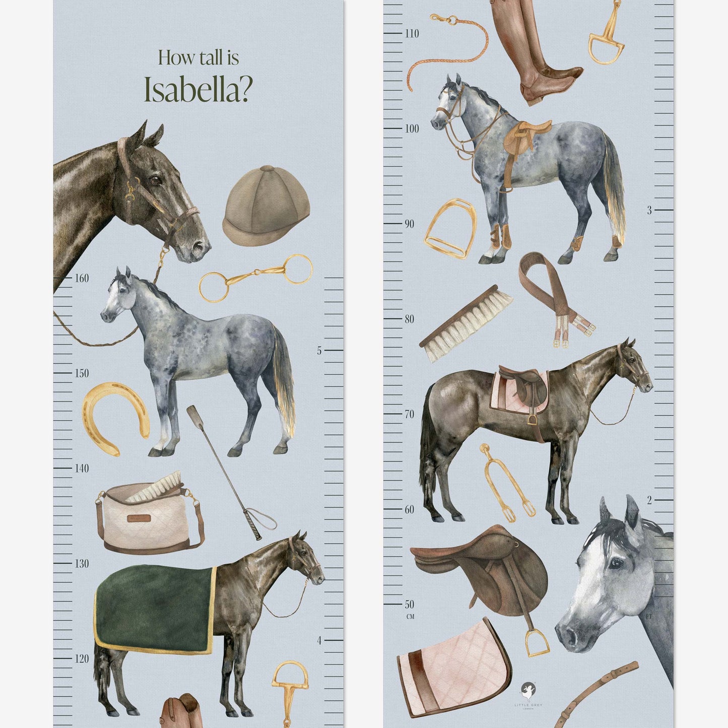 EQUESTRIAN PERSONALISED HEIGHT CHART - SKY BLUE