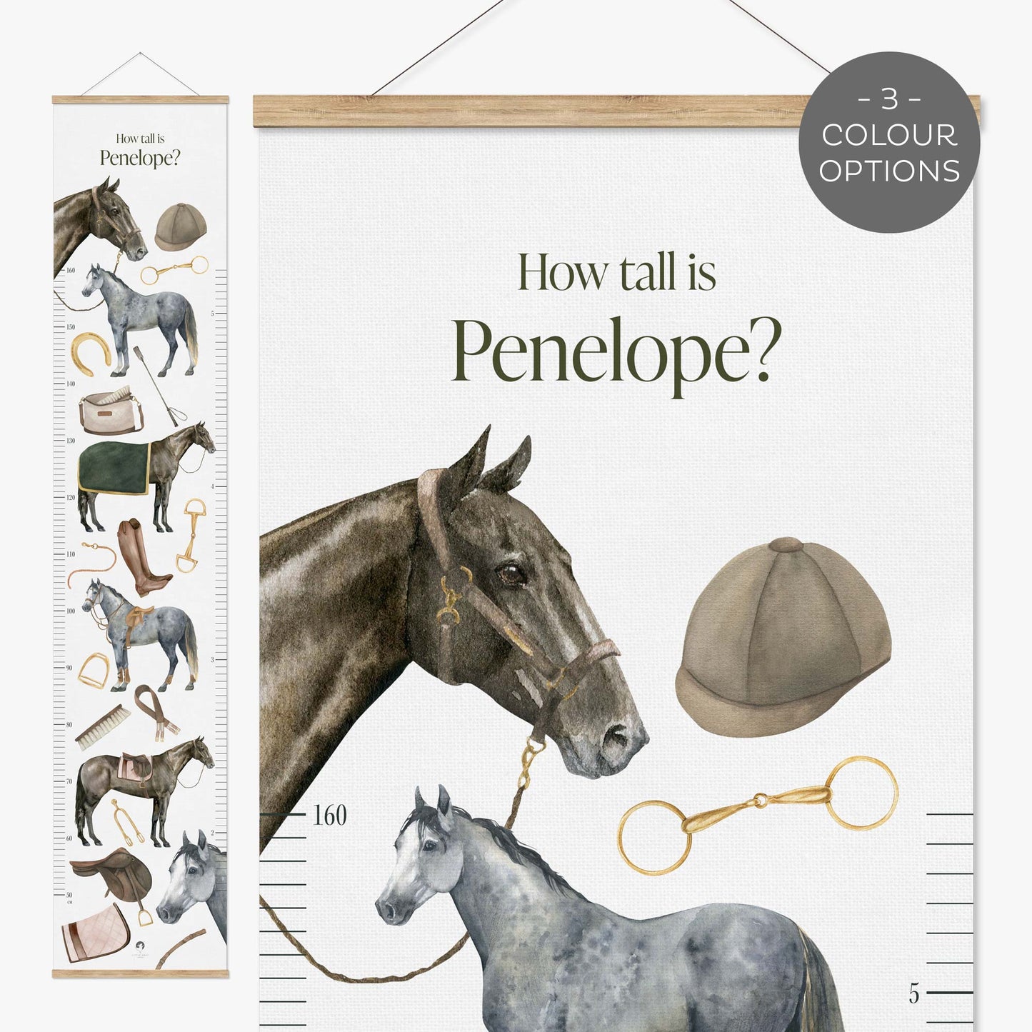 EQUESTRIAN PERSONALISED HEIGHT CHART - WHITE