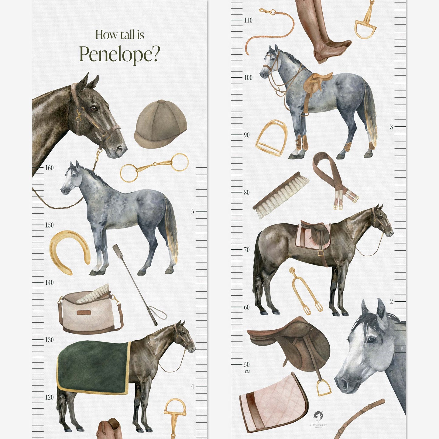 EQUESTRIAN PERSONALISED HEIGHT CHART - WHITE