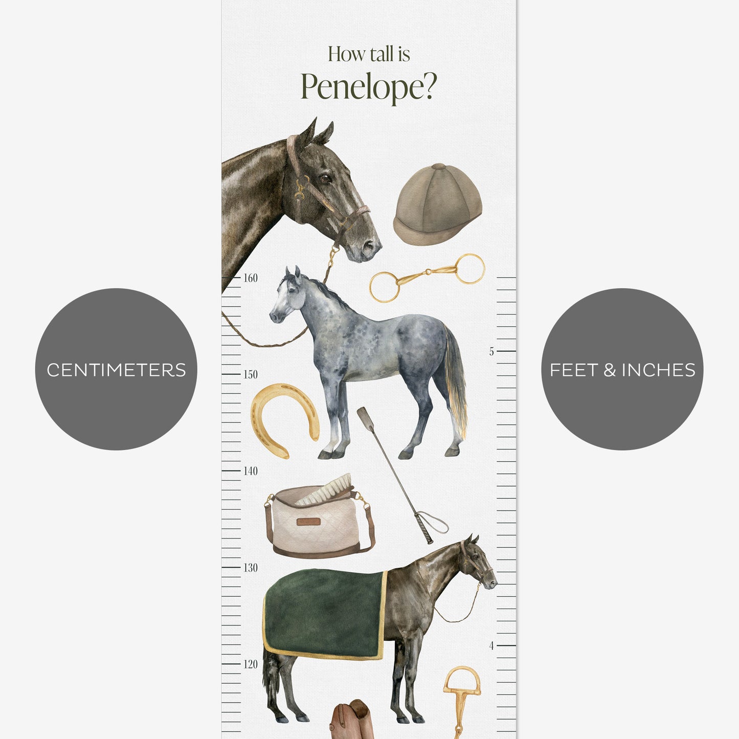 EQUESTRIAN PERSONALISED HEIGHT CHART - WHITE