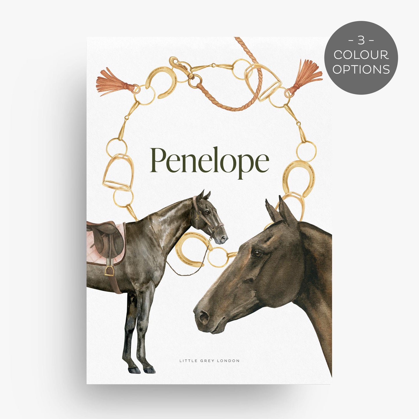 EQUESTRIAN PERSONALISED ART PRINT - WHITE