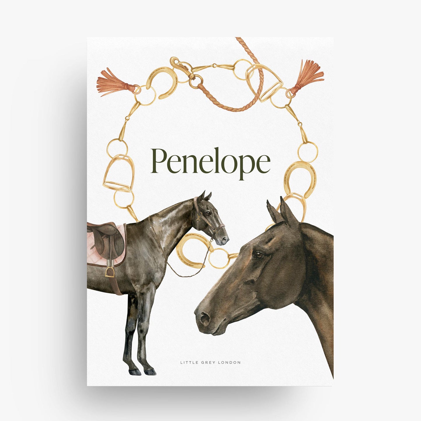 EQUESTRIAN PERSONALISED ART PRINT - WHITE