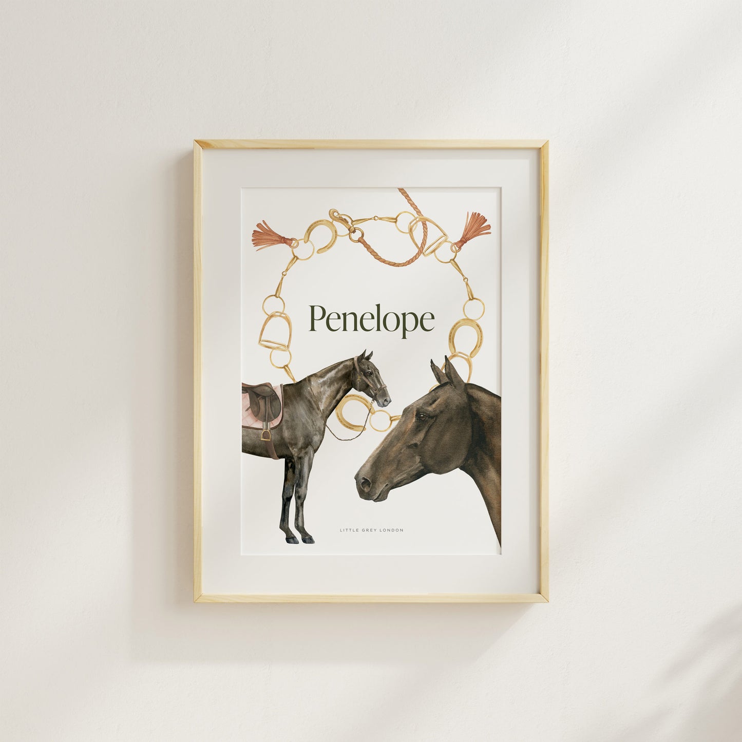 EQUESTRIAN PERSONALISED ART PRINT - WHITE