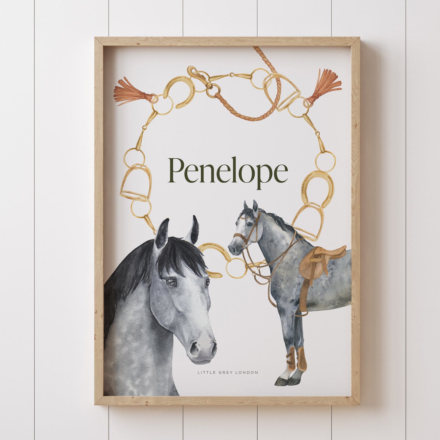 EQUESTRIAN PERSONALISED ART PRINT - WHITE