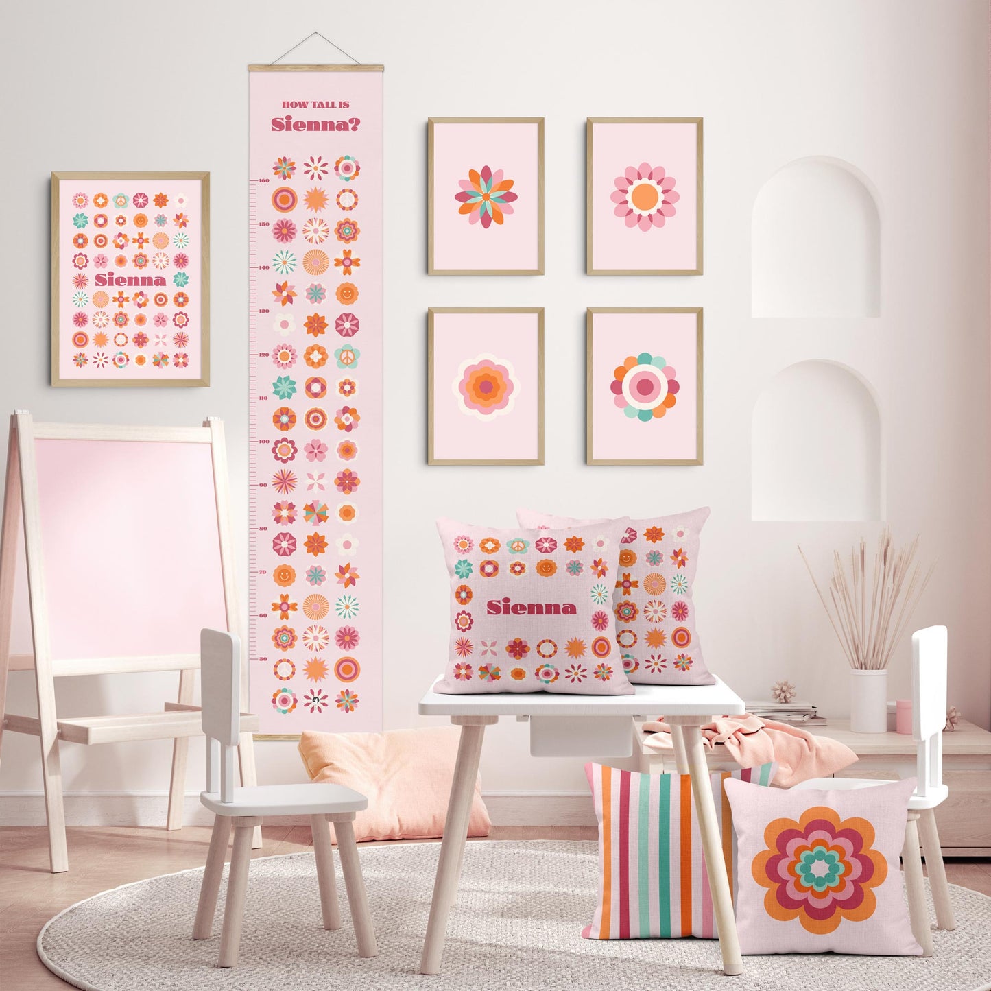 Flower Power Personalised Height Chart