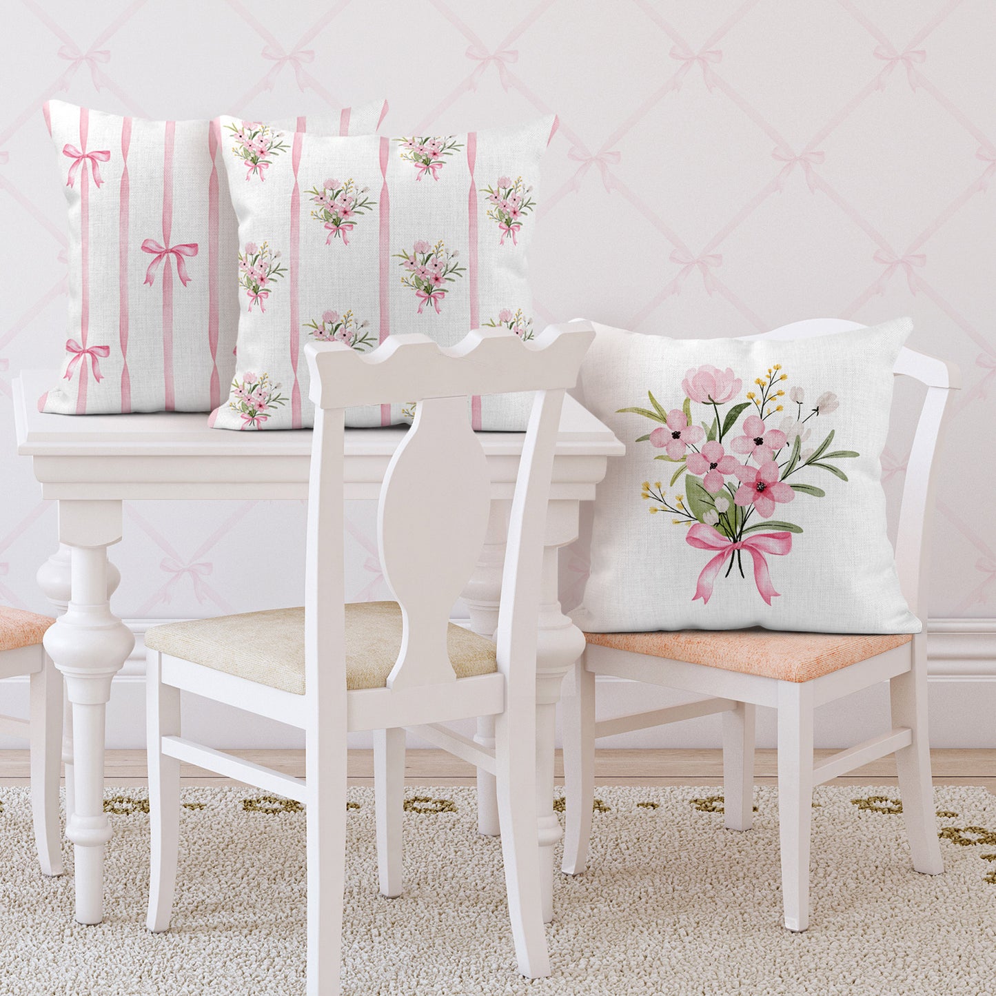 FLOWERS & BOWS BOUQUET SCATTER CUSHION