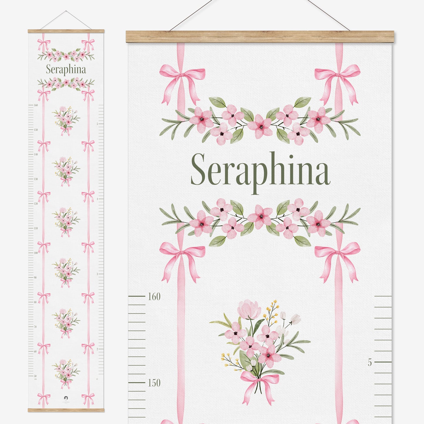 FLOWERS & BOWS BOUQUETS PERSONALISED HEIGHT CHART