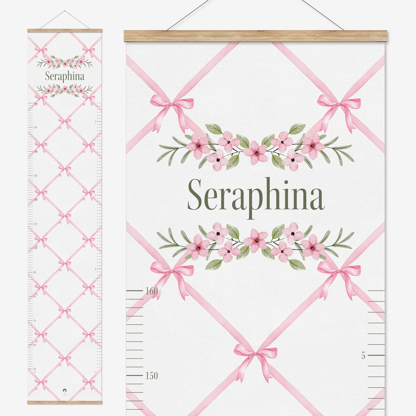 FLOWERS & BOWS TRELLIS PERSONALISED HEIGHT CHART