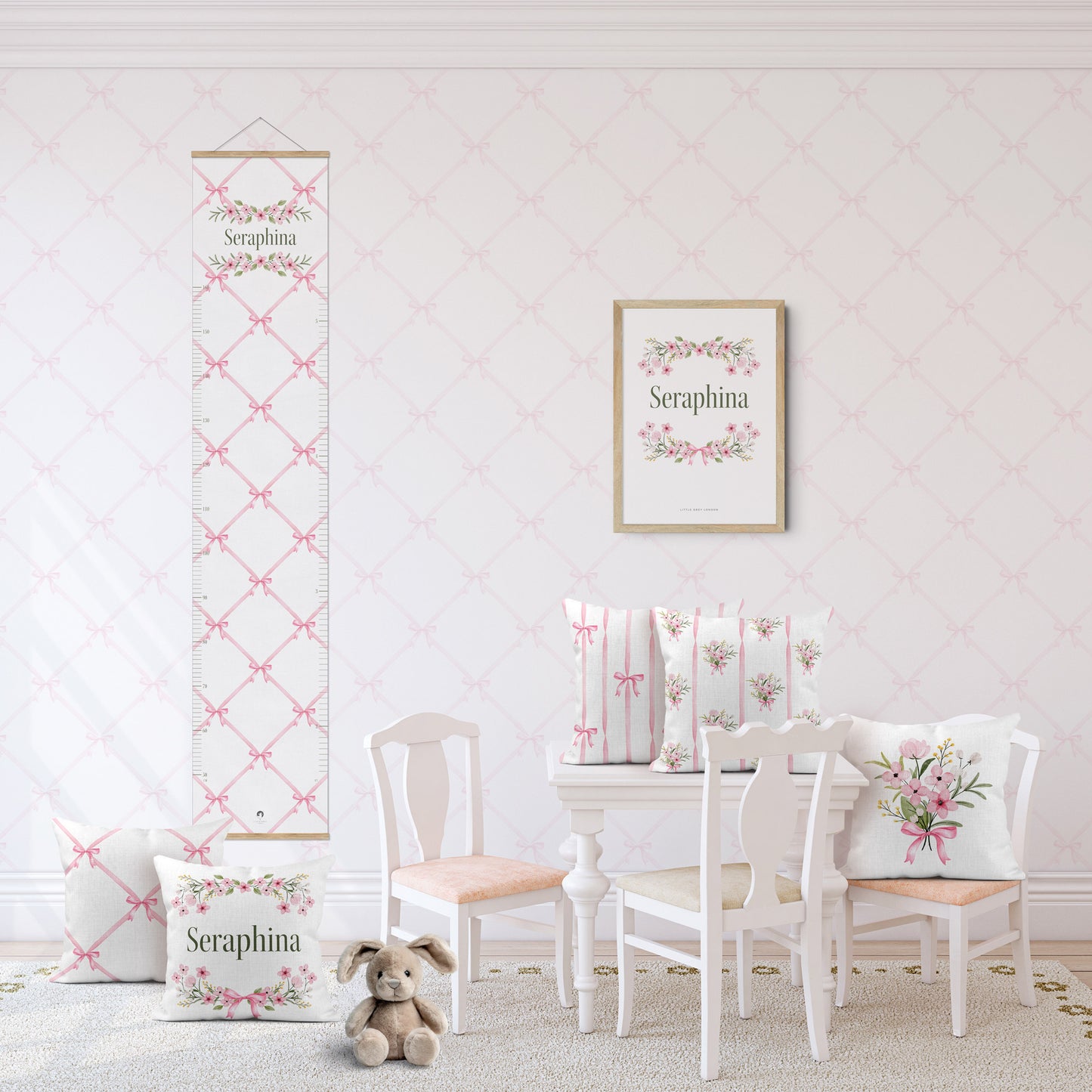 FLOWERS & BOWS TRELLIS PERSONALISED HEIGHT CHART