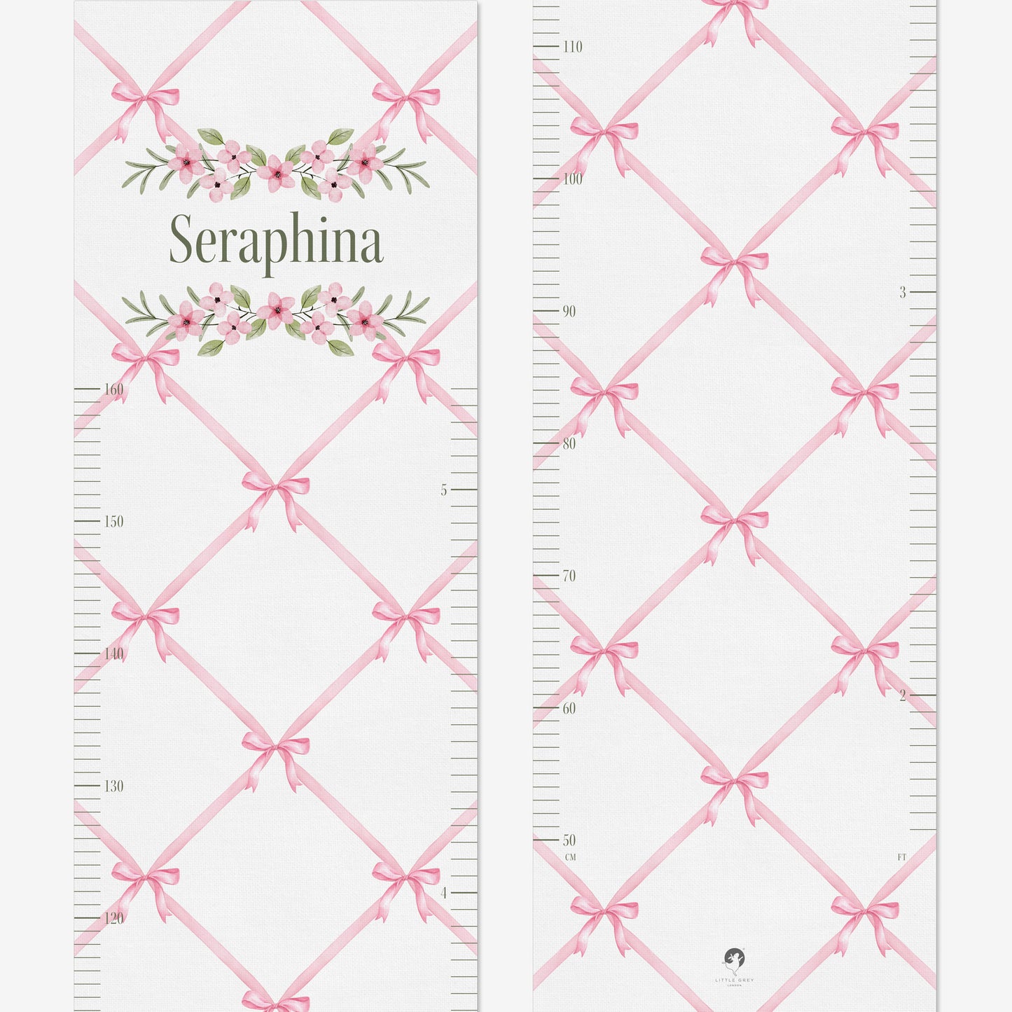 FLOWERS & BOWS TRELLIS PERSONALISED HEIGHT CHART