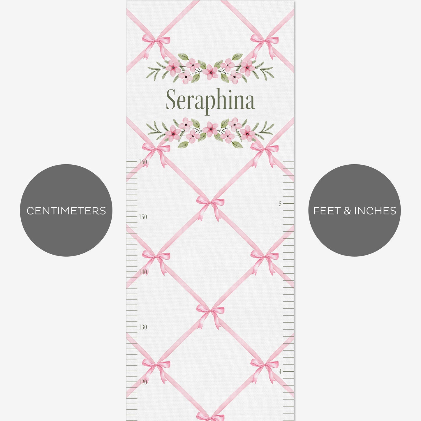 FLOWERS & BOWS TRELLIS PERSONALISED HEIGHT CHART