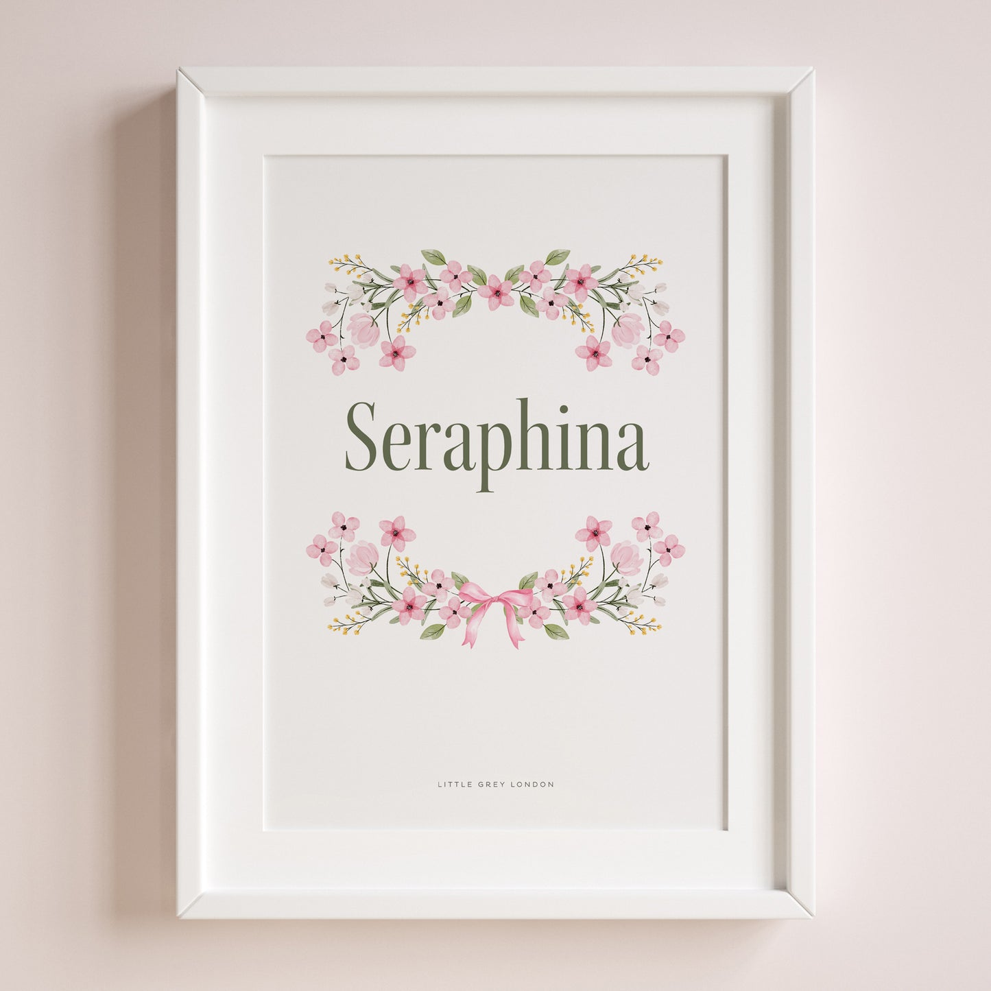 FLOWERS & BOWS PERSONALISED ART PRINT