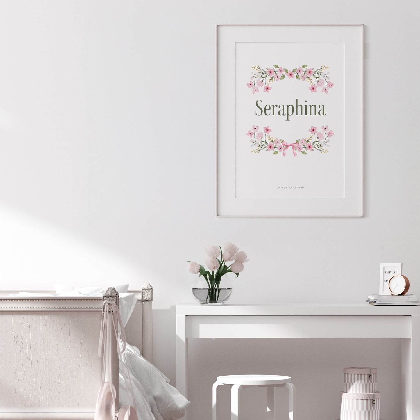 FLOWERS & BOWS PERSONALISED ART PRINT