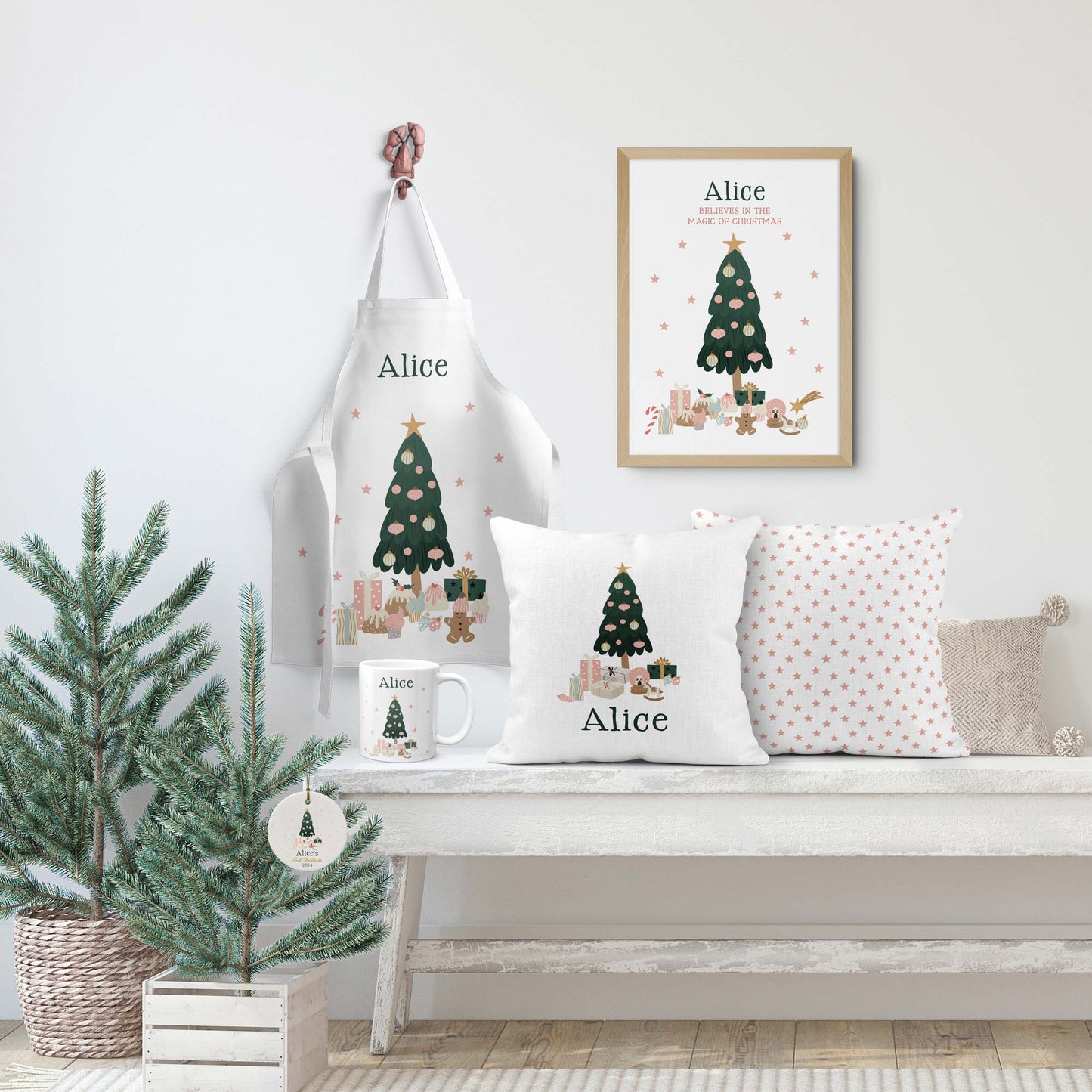 GIRLIE CHRISTMAS PERSONALISED ART PRINT