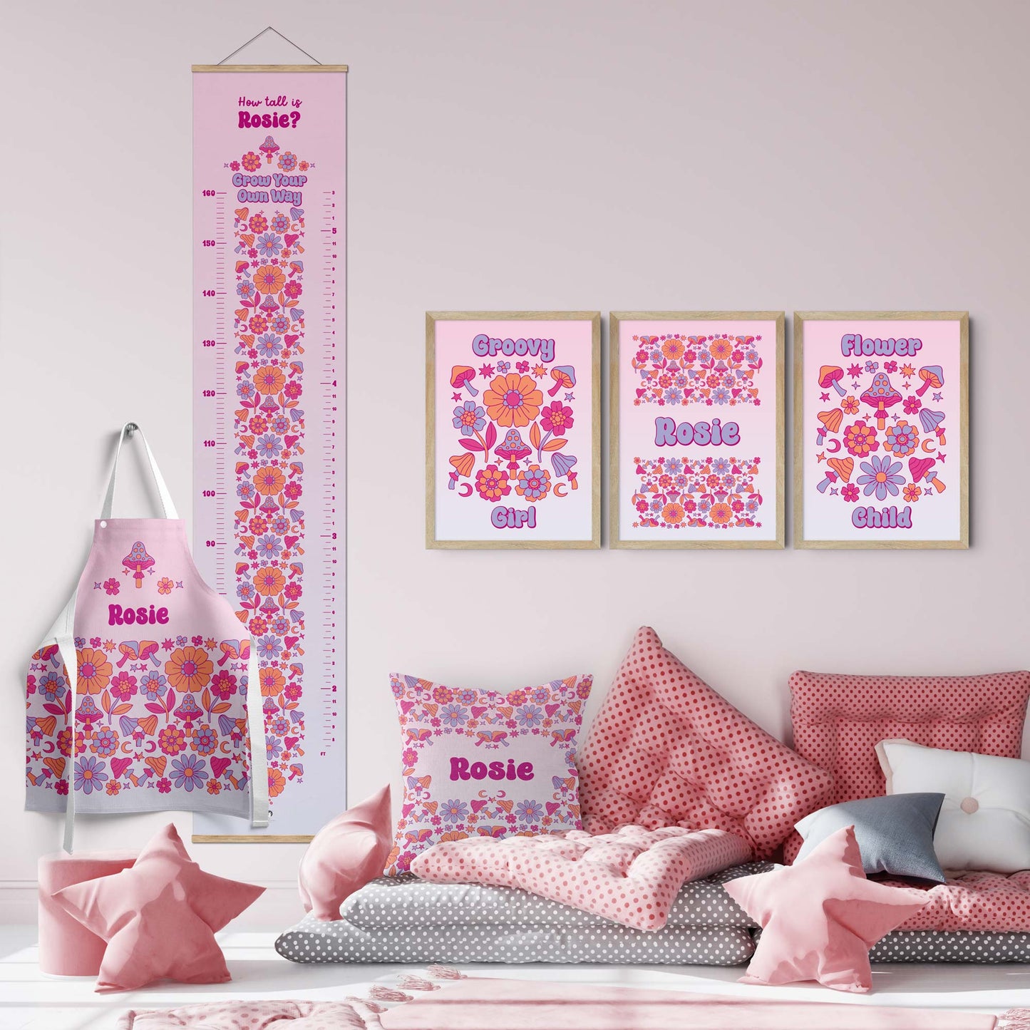 GROOVY GIRL PERSONALISED HEIGHT CHART