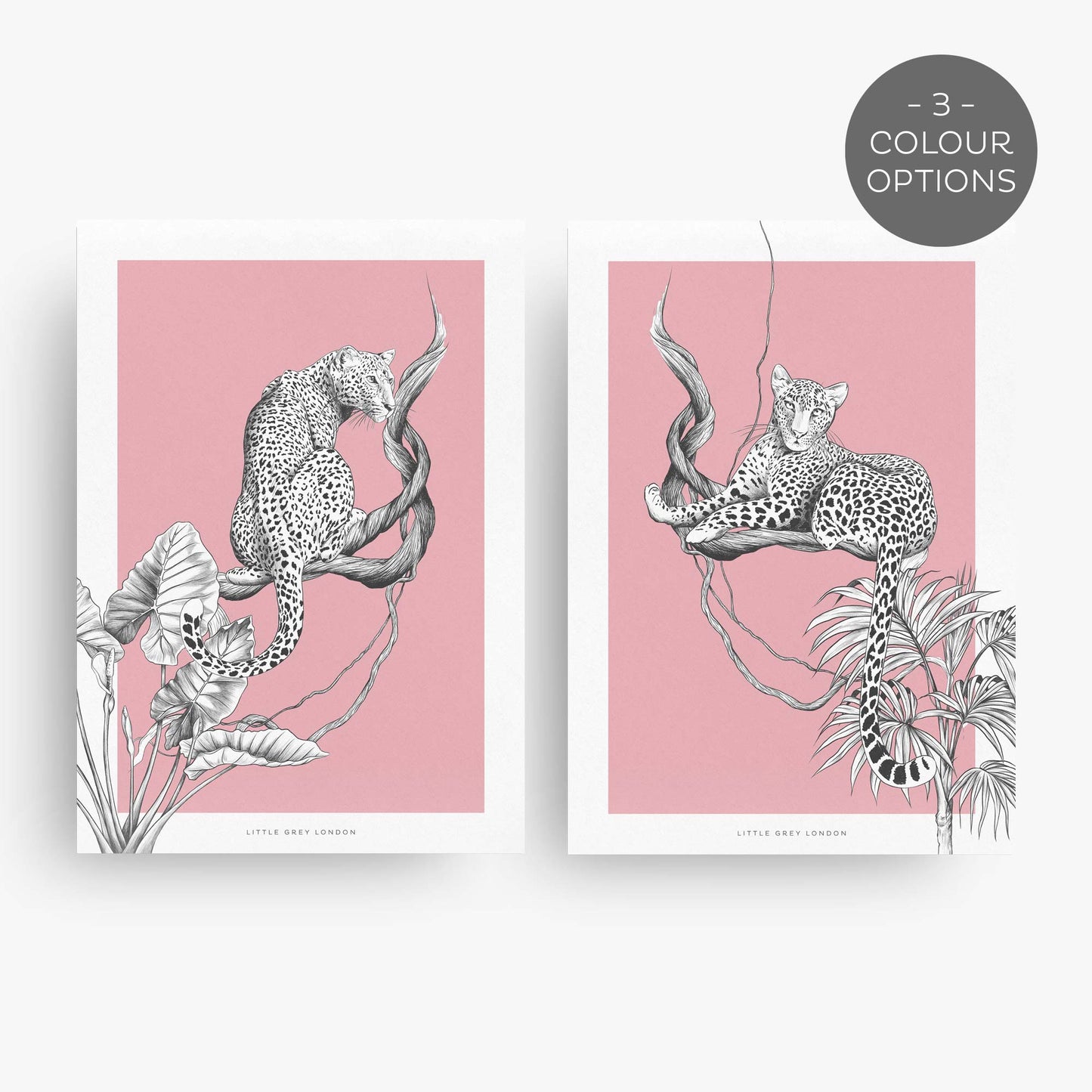 JUNGLE LEOPARD SET OF TWO ART PRINTS