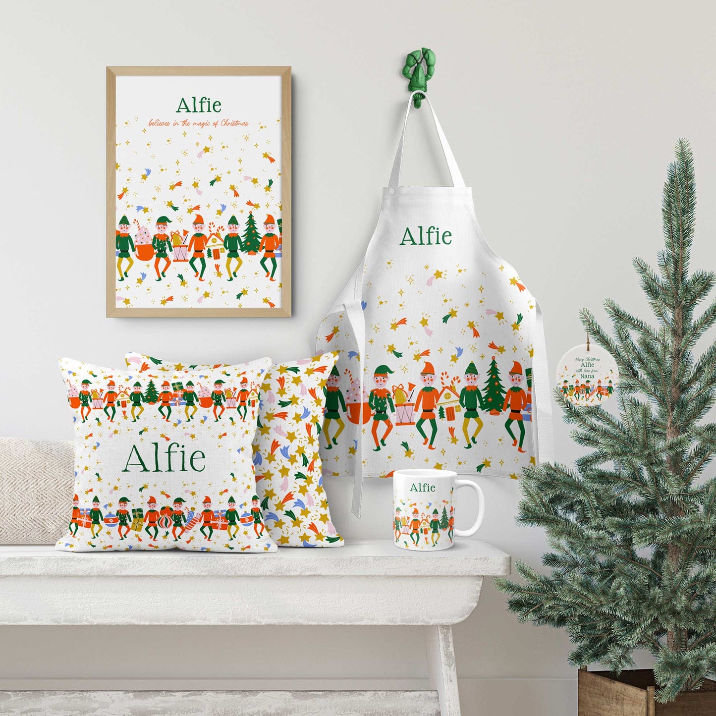 NAUGHTY ELVES PERSONALISED KIDS' APRON