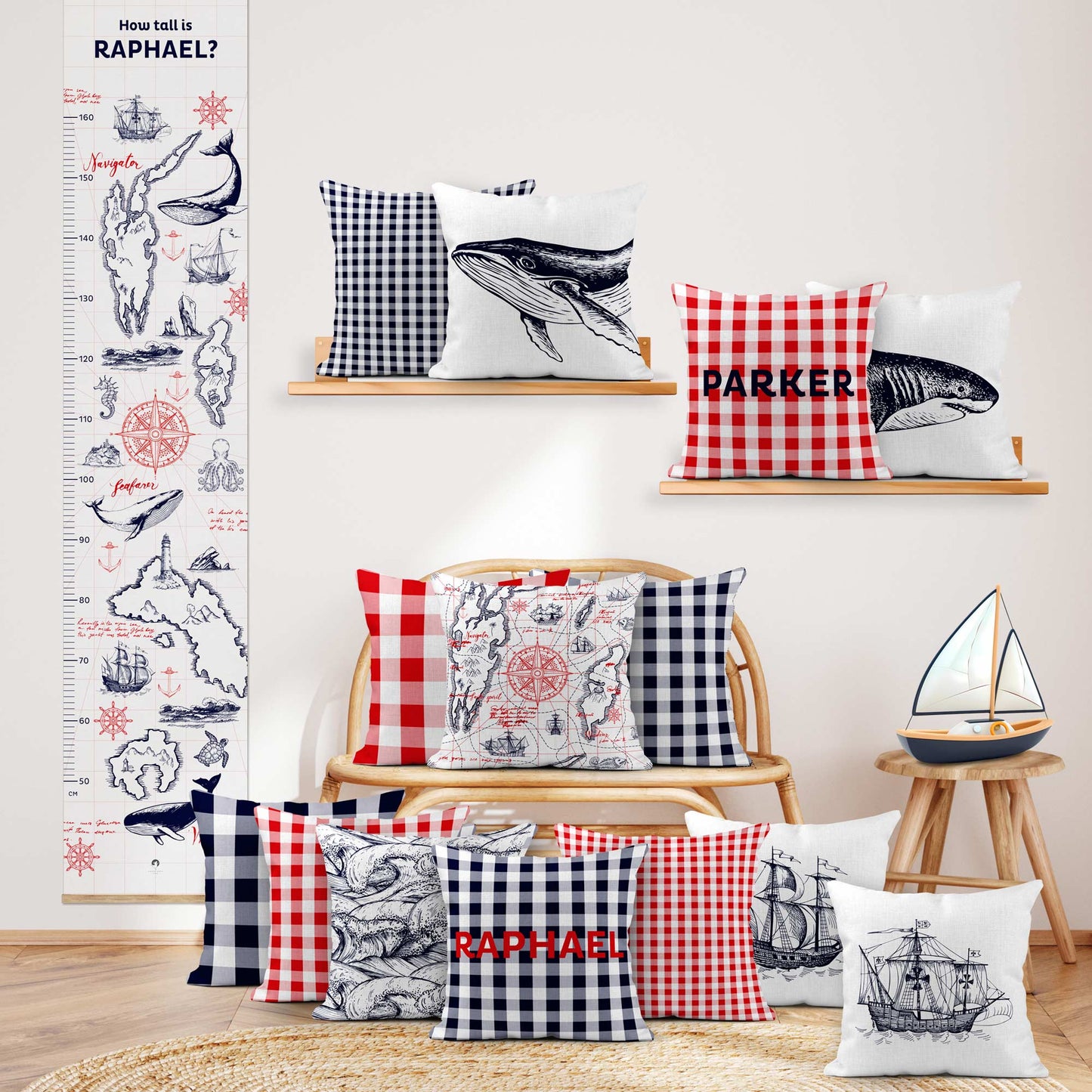NAUTICAL PERSONALISED HEIGHT CHART
