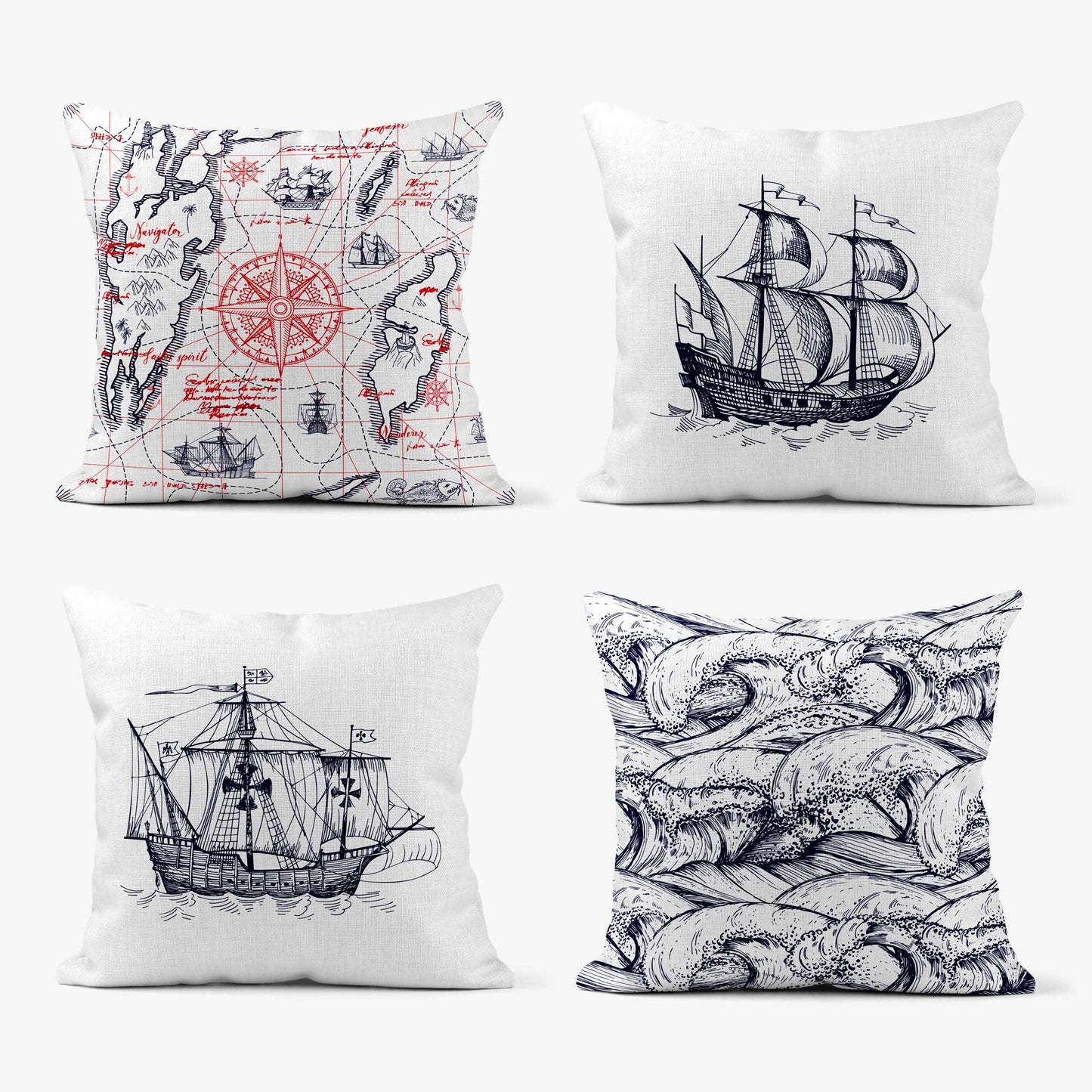 NAUTICAL OCEAN WAVES SCATTER CUSHION